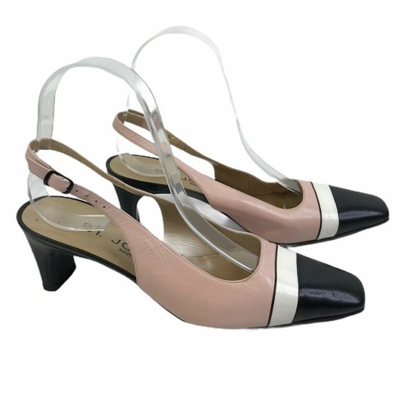 St.John Color Block Slingback Square Toe Heels - Picture 1 of 10